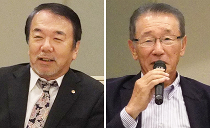 （左）フラット・フィールド・オペレーションズ・平野譲会長、（右）マツモト・松本一男会長