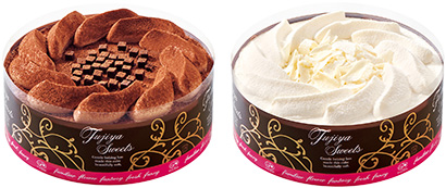 糖質オフチョコ生ケーキ（左）と糖質オフホワイトチョコ生ケーキ