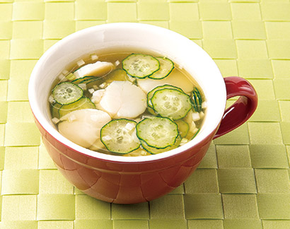 きゅうりとホタテの冷製スープ