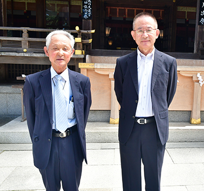 池側義嗣三輪素麺組合理事長（左）と池田利一三輪素麺販売協議会会長