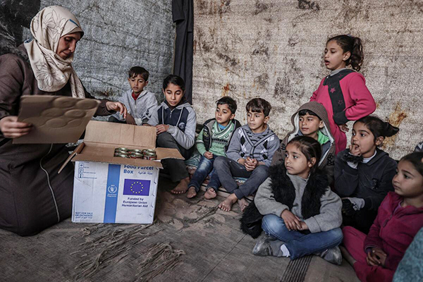 パレスチナ・ガザ地区での食料支援（（C） WFP Ali Jadallah）