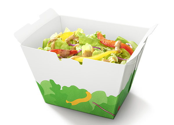 「サイドサラダ」の容器はプラスチック製から紙製に