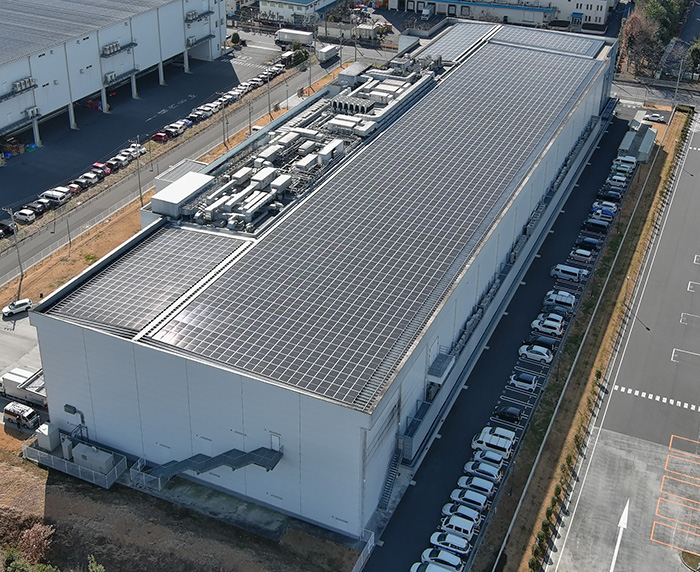 22年4月から稼働している埼玉第二工場の太陽光発電設備