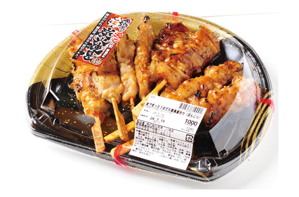 炭で炙ったうまだれ焼鳥盛合せ（もも2本・ねぎま2本・皮2本・ぼんじり2本）　1,080円（税込み）／8本・約314g　※各種1本・140円（税込み）／約40g