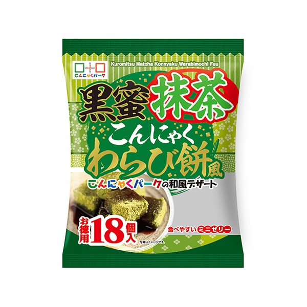 ＜黒蜜抹茶＞　こんにゃくわらび餅風ゼリー（ヨコオデイリーフーズ）2024年9…