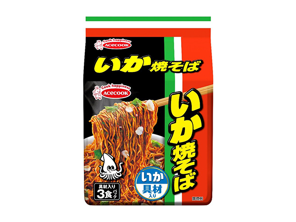 エースコック、カップ麺を袋麺に　「いか焼そば」など3品発売