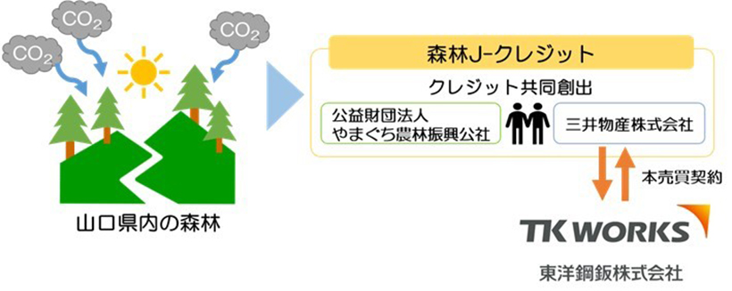 東洋鋼鈑、山口県で初認証された森林J-クレジットの購入企業第1号に