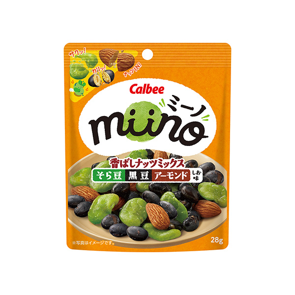 miino　＜香ばしナッツミックス　そら豆黒豆アーモンド　しお味＞（カルビー…