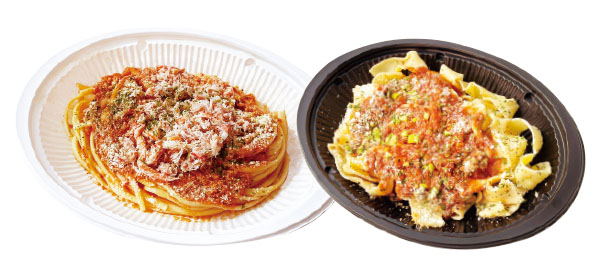 Salumeria Garibaldi 銀座三越店「蟹たっぷり 蟹とリコッタのトマトソースパスタ」 1,080円(税込み)/356g、「生パスタ パッパルデッレ アスパラガス入りボロネーゼ」 1,08
