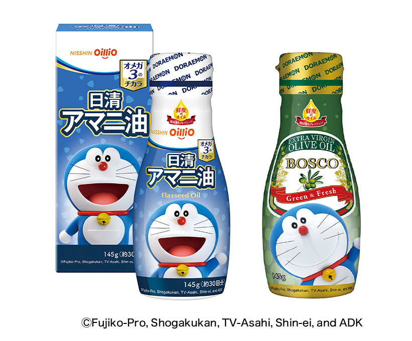 日清オイリオグループ、フレッシュキープボトル2品にドラえもんデザイン投入
