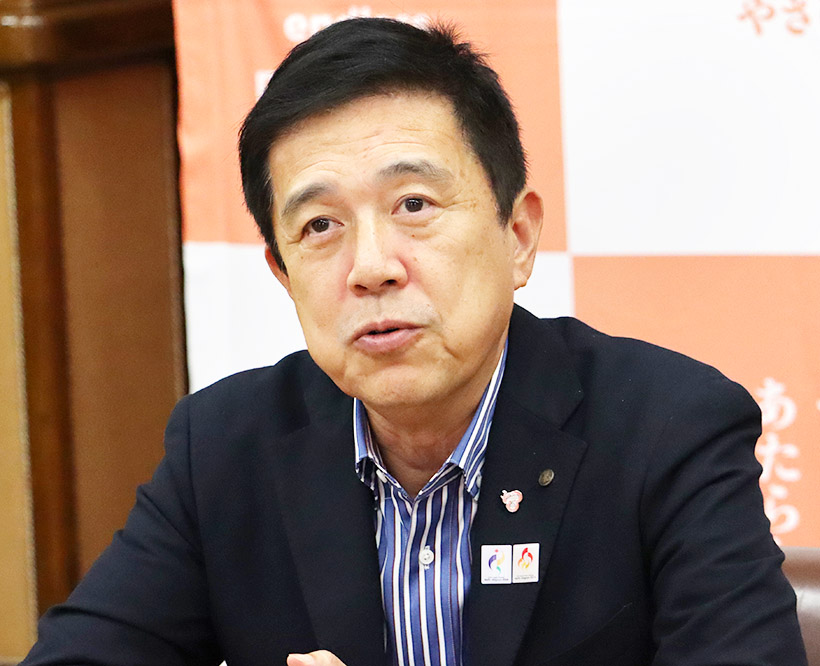 東洋水産名古屋支店、広沢市長を表敬訪問　祭りロゴ入り商品発売