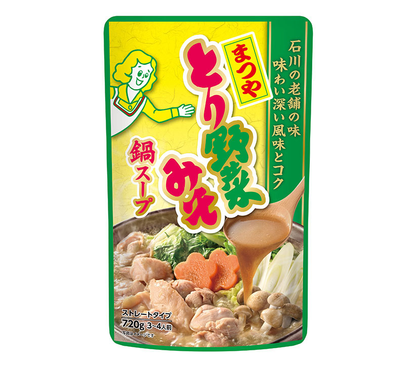 イチビキ、石川「まつや」のとり野菜みそ味鍋つゆ発売