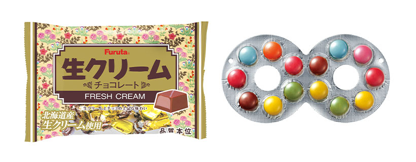 時代を超えて愛されるロングセラーの「生クリームチョコ」(左)と「ハイエイトチョコ」