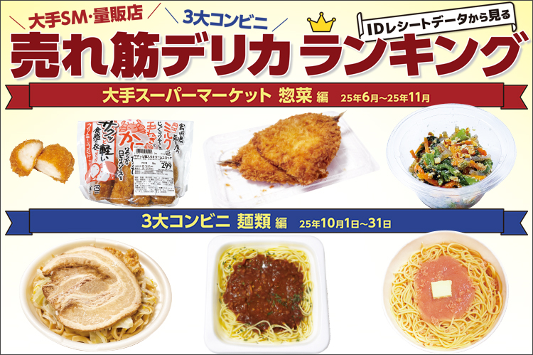 大手SM・量販店・3大コンビニ　IDレシートデータから見る売れ筋デリカランキング