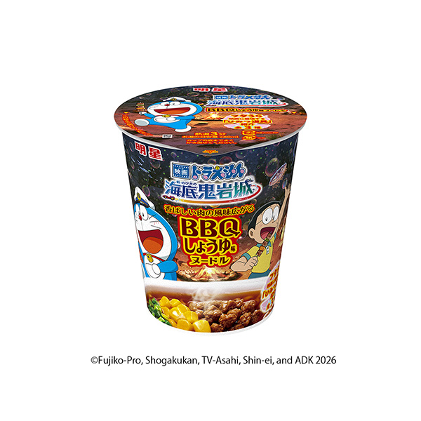 明星　映画ドラえもん　新・のび太の海底鬼岩城　BBQ　しょうゆ味ヌードル（明&hellip;