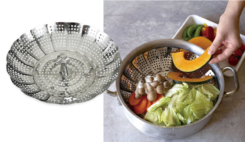 プレゼント：貝印「ステンレス　フリーサイズ蒸し器　18～24cm用」を3人に