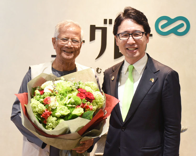 ユーグレナ・出雲社長、ユヌス氏来日講演で登壇　スリーゼロで持続社会へ