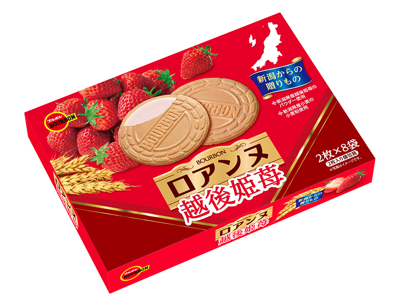 ブルボン、新潟県産小麦100％使用「ロアンヌ越後姫苺」　丸榮製粉と利用後押し