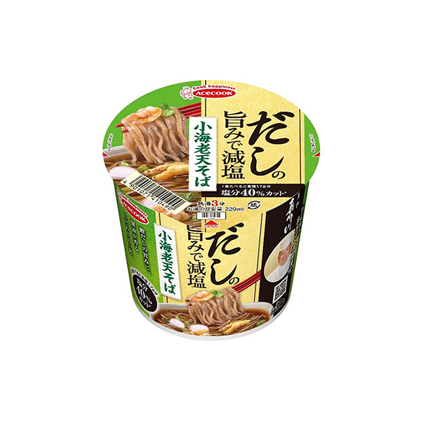 だしの旨みで減塩＜小海老天そば＞（エースコック）2026年8月3日発売