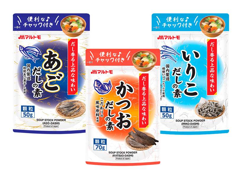 だしの素特集：マルトモ　スタンドタイプに150g投入