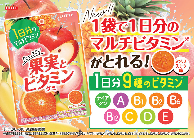 ロッテ、「たっぷり果実とビタミングミ」発売　手軽な栄養補給グミ新習慣提案